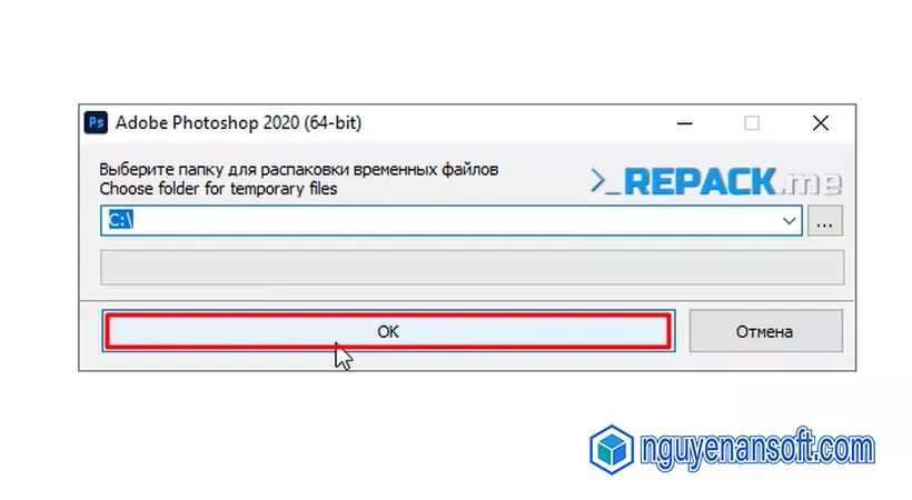 Tiến hành chọn OK. Để tiếp tục cài đặt adobe photoshop cc 2020.