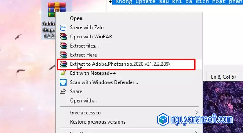 Giải nén file nén Adobe Photoshop 2020 Full Crack