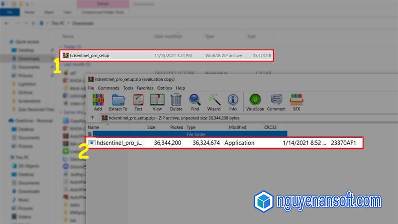  Vào thư mục Download > Click đúp vào bộ cài HDSentinel > ở cửa sổ hiện ra > Click đúp vào phần cài đặt HDSentinel