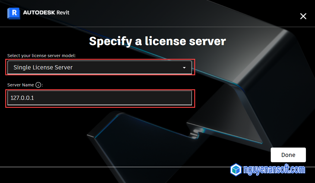 Single License ServerName: 127.0.0.1