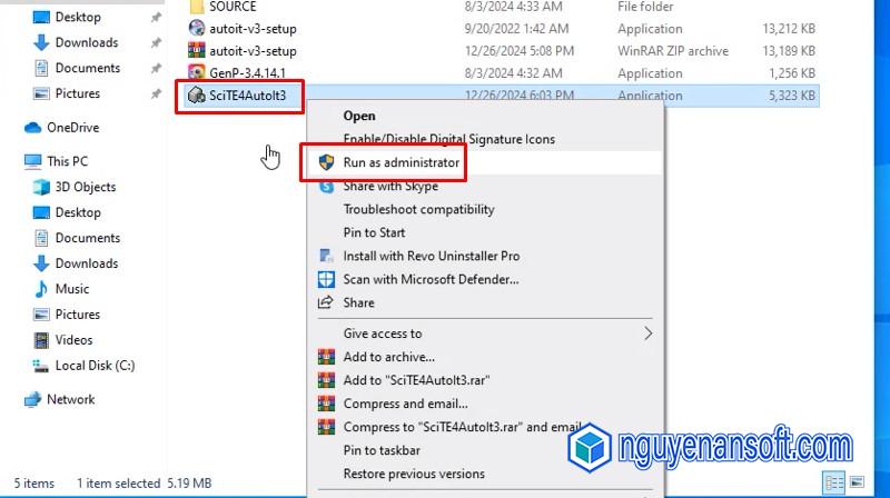 Adobe Illustrator 2025: Hướng Dẫn Cài Đặt Chi Tiết A-Z 23 Chuột phải file SciTE4Autolt3 chọn Run as admin