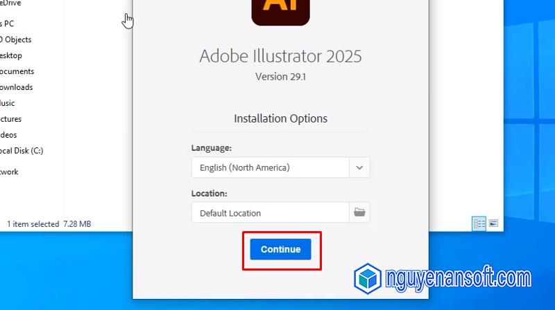 Adobe Illustrator 2025: Hướng Dẫn Cài Đặt Chi Tiết A-Z 12 Bấm Continue