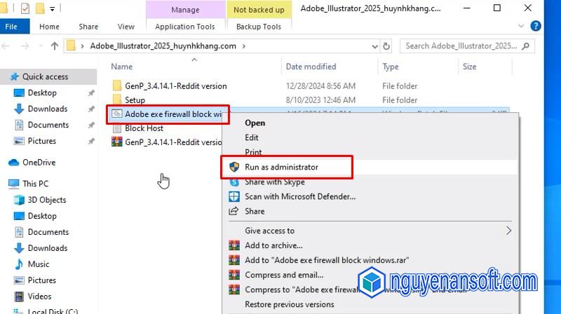 Adobe Illustrator 2025: Hướng Dẫn Cài Đặt Chi Tiết A-Z 32 Mở file adobe exe firewall block internet bằng Run as admin