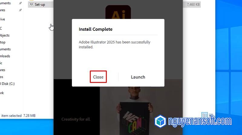 Adobe Illustrator 2025: Hướng Dẫn Cài Đặt Chi Tiết A-Z 13 Bấm Close