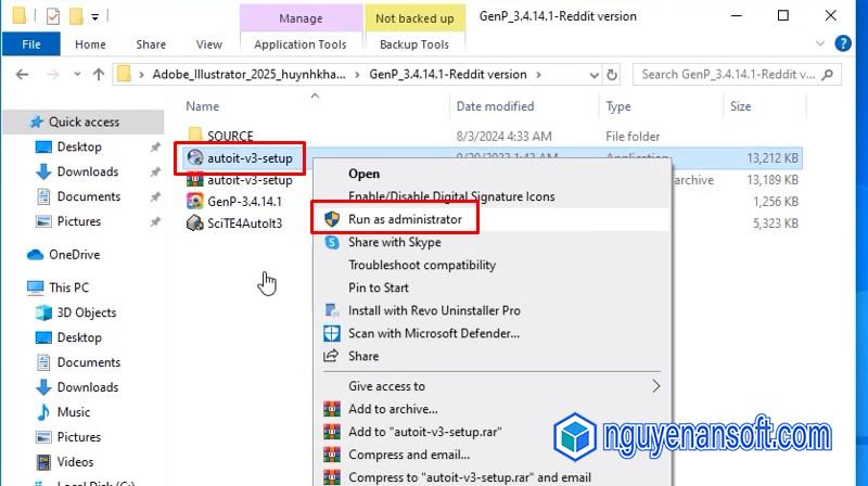 Adobe Illustrator 2025: Hướng Dẫn Cài Đặt Chi Tiết A-Z 15 Chuột phải file autoit-v3-setup và chọn Run as admin