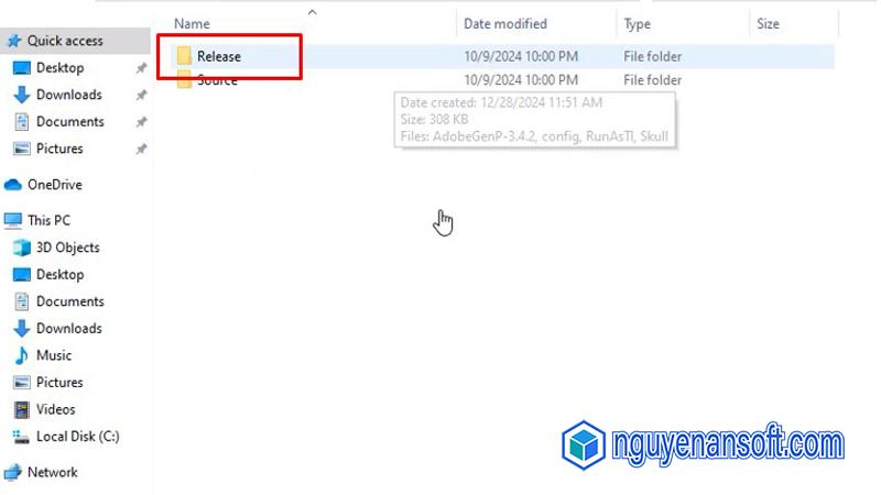 Chọn vào thư mục Release