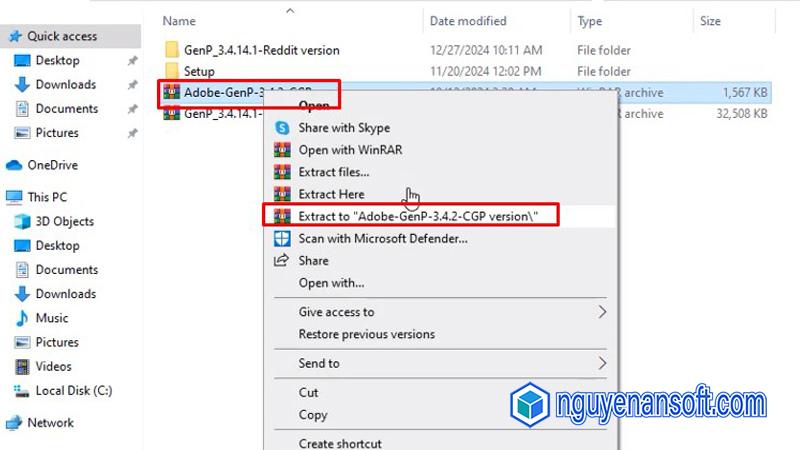 Giải nén thư mục có tên Adobe-GenP-3.4.2-CGP