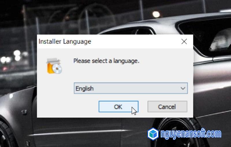 Chọn ngôn ngữ English và nhấn vào OK