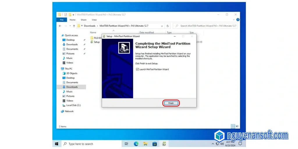 Cài đặt MiniTool Partition Wizard thành công