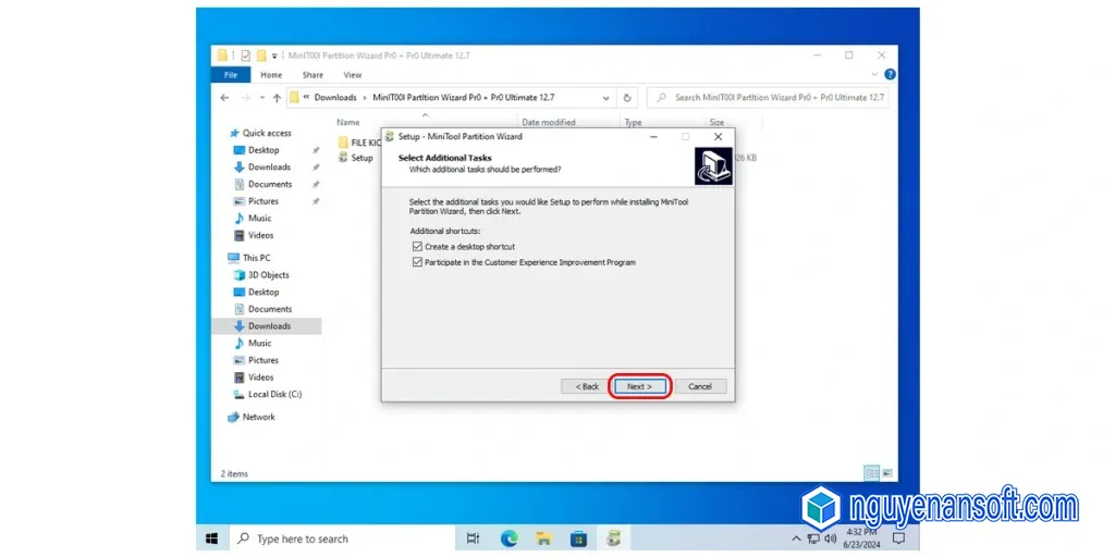 Tạo shortcut cho MiniTool Partition Wizard