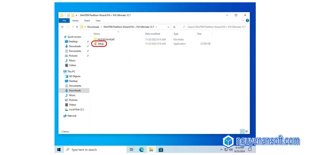 Mở file cài đặt MiniTool Partition Wizard