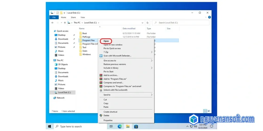 Mở thư mục Pragram Files trên Windows