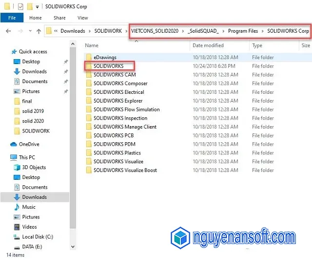 Hướng dẫn chi tiết tải và crack Solidworks 2020 full 14 Copy các file