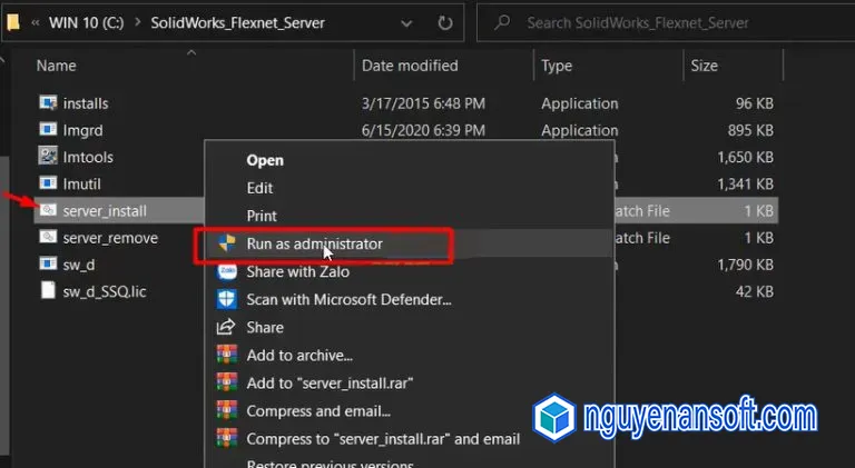 Download Solidworks 2021 và Hướng dẫn cài đặt về máy 6 file server_install