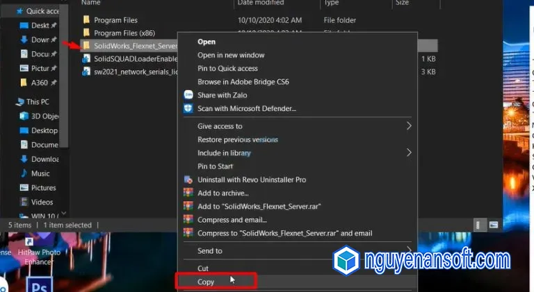 Download Solidworks 2021 và Hướng dẫn cài đặt về máy 5 Copy folder SolidWorks Flexnet.