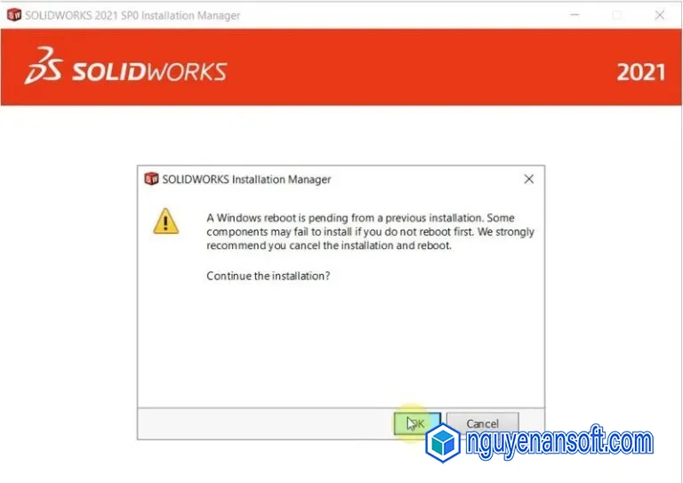 Download Solidworks 2021 và Hướng dẫn cài đặt về máy 9 chay file setup exe duoi quyen quan tri1