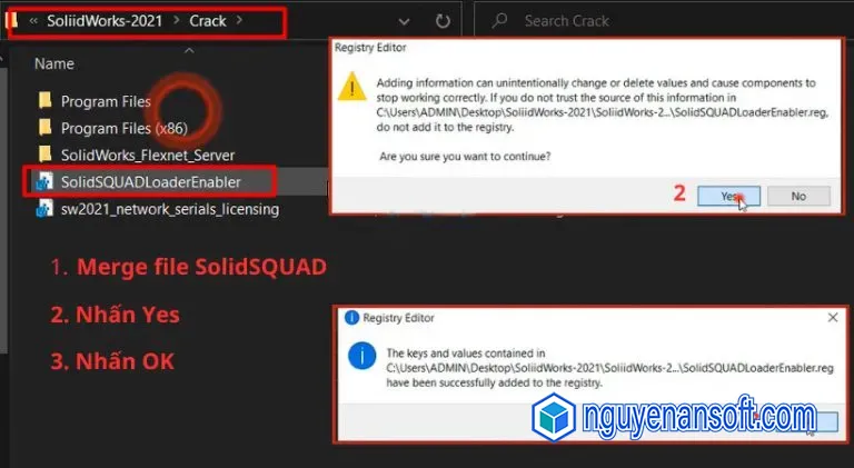 Download Solidworks 2021 và Hướng dẫn cài đặt về máy 18 file SolidSQUADLoaderenable