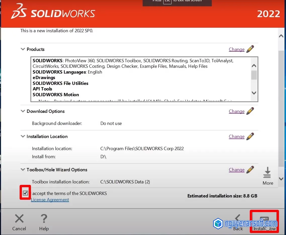 Chọn I accept... Click Install Now. Và chờ quá trình cài đặt