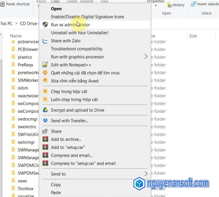 Download Solidworks 2021 và Hướng dẫn cài đặt về máy 8 chạy file Setup