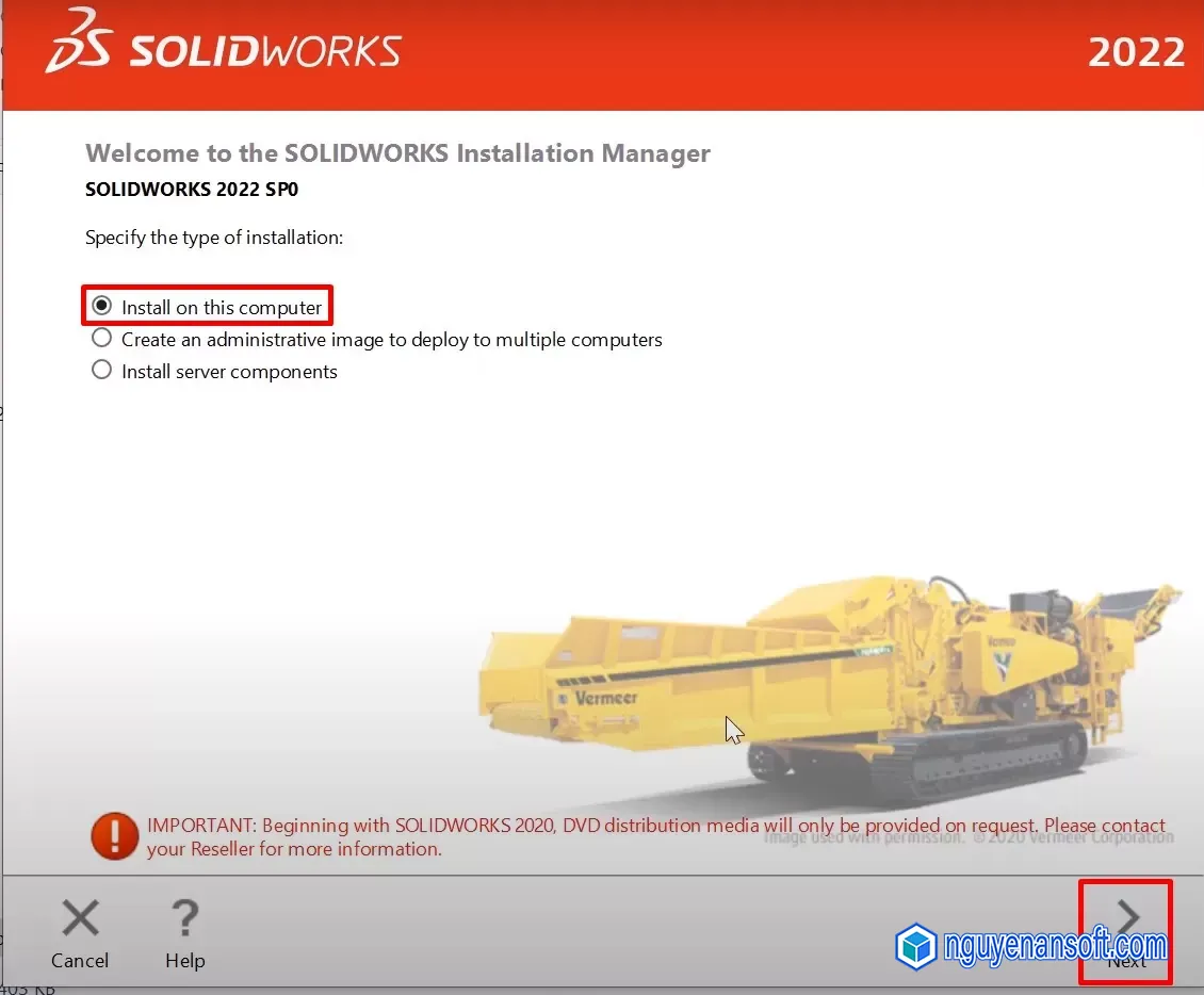 Chọn Install on this computer - NEXT
